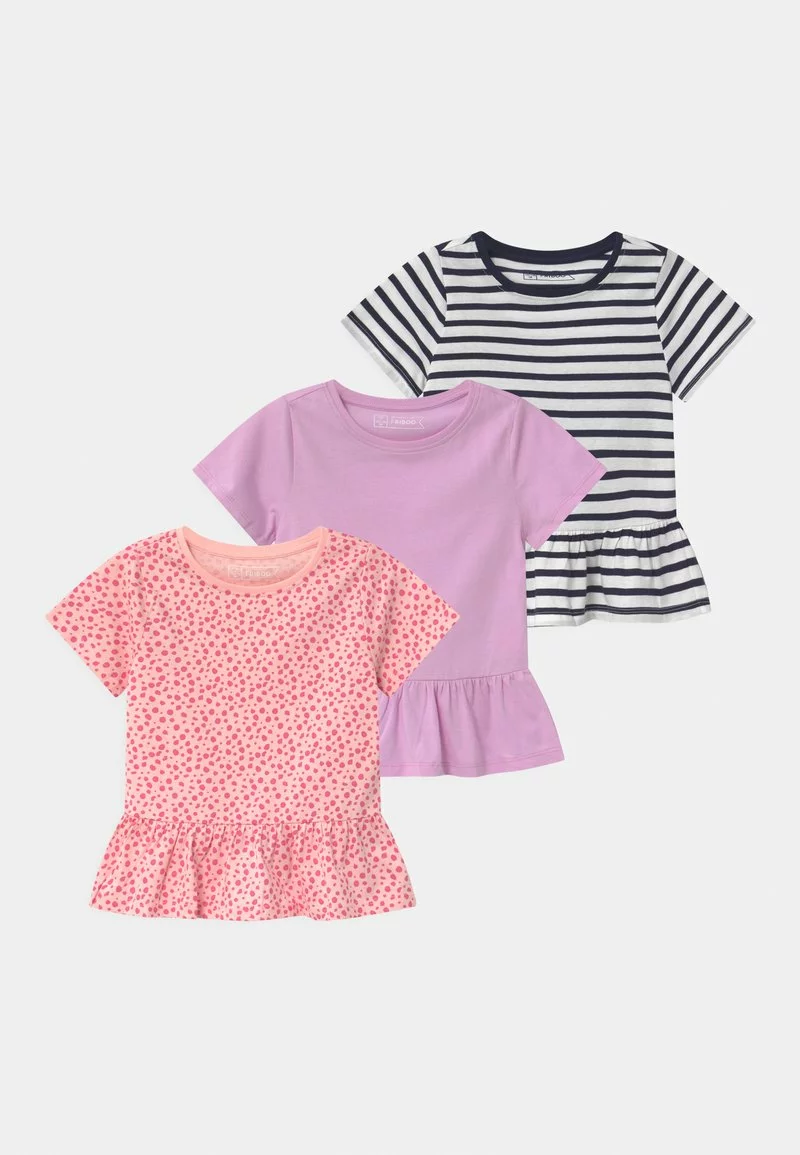 Friboo 3 PACK - T-Shirt Print - Pink/purple/black, Kinder 3 Friboo 3 PACK - T-Shirt Print - Pink/purple/black, Kinder