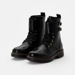 Friboo LEATHER BOOTIES - Schnürstiefelette - Black, Kinder -Friboo Schuhe Geschaft 23f63ecd4ae742559b86a7fe44bff596