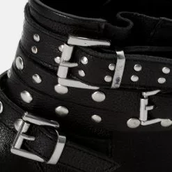 Friboo LEATHER BOOTIES - Cowboy-/Bikerstiefelette - Black, Kinder -Friboo Schuhe Geschaft ce3a72196f784138aad69c49041870b7