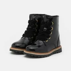 Friboo LEATHER - Schnürstiefelette - Black, Kinder -Friboo Schuhe Geschaft f7a8e206be534fb9b1790b2ff02d345c